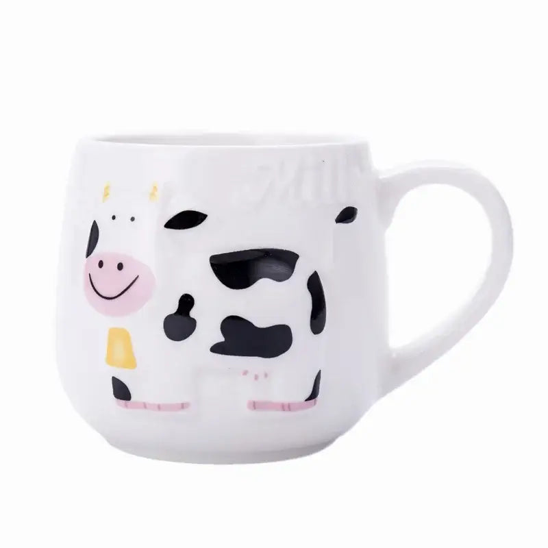 Cute cow ceramic mug kitchen 3d animal coffee cup white & black