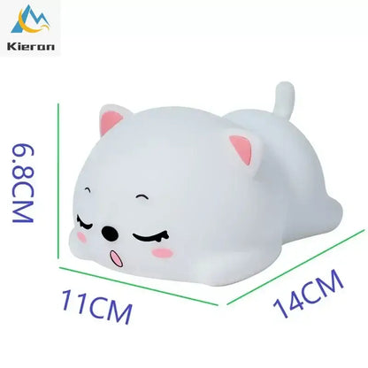 Cute cream cat silicone led night light bedroom decor