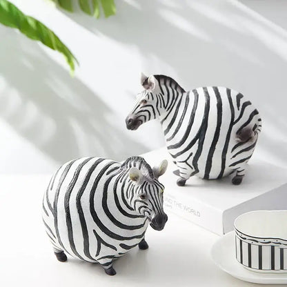 Cute fat zebra resin animal figurine set living room decor