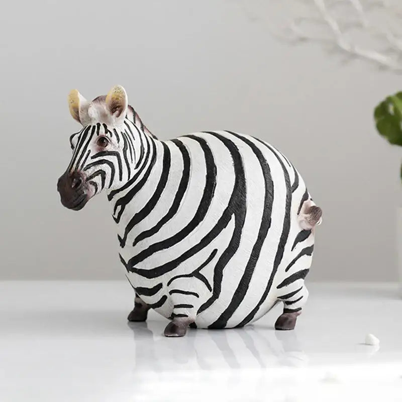 Cute fat zebra resin animal figurine set living room decor