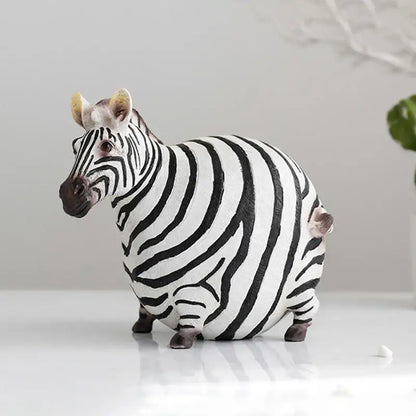Cute fat zebra resin animal figurine set living room decor