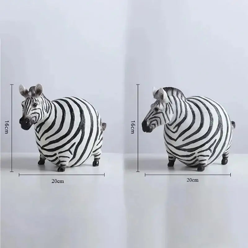 Cute fat zebra resin animal figurine set living room decor