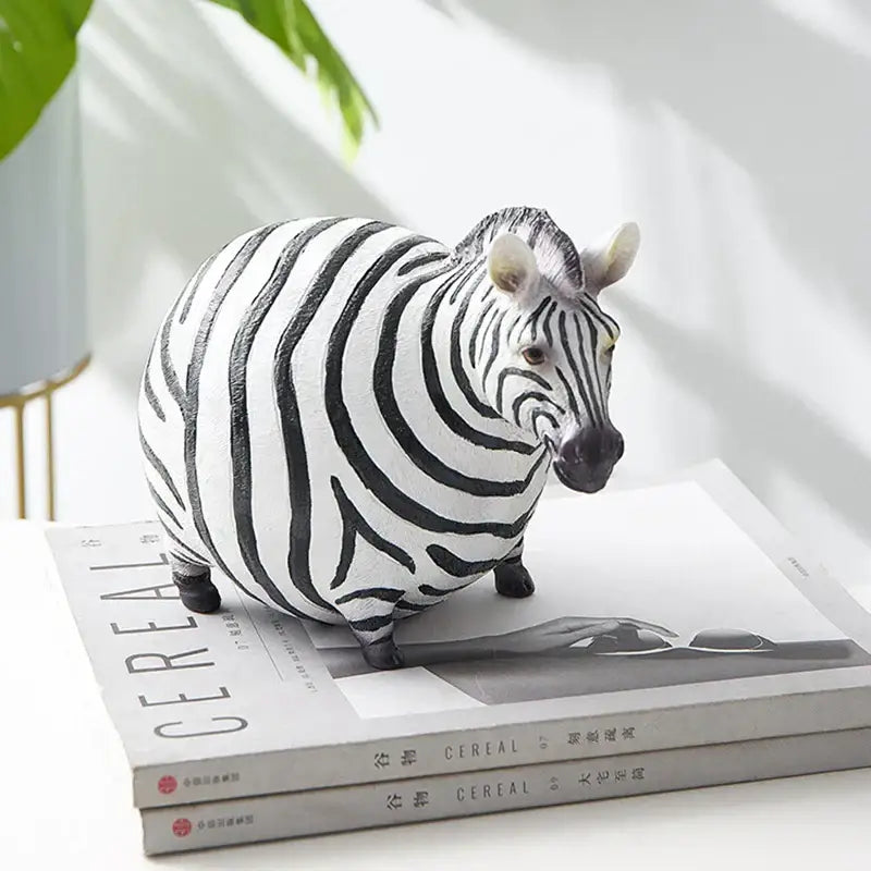 Cute fat zebra resin animal figurine set living room decor