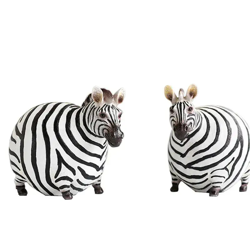Cute fat zebra resin animal figurine set living room decor