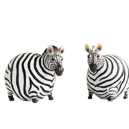 Cute fat zebra resin animal figurine set living room decor