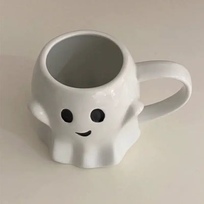 Cute ghost white ceramic mug set kitchen coffee cups