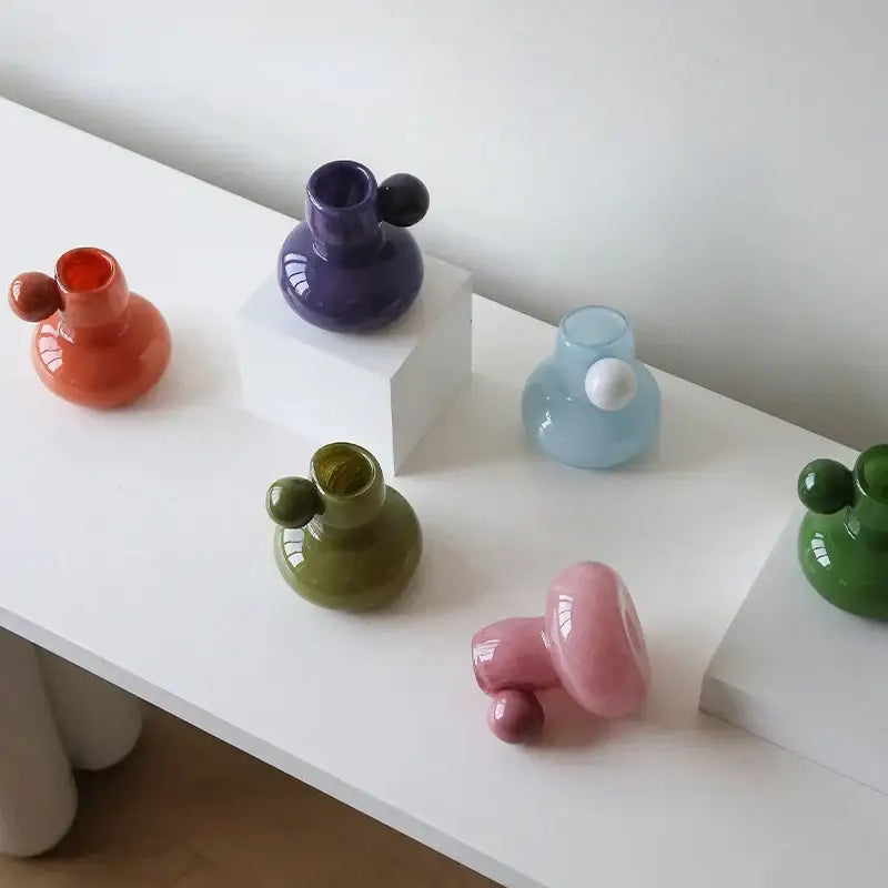 Cute glass ball candle holder living room ceramic decor