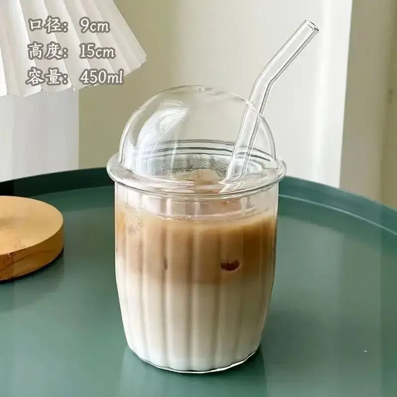 Cute glass cup with pink bow tie – kitchen coffee tumbler