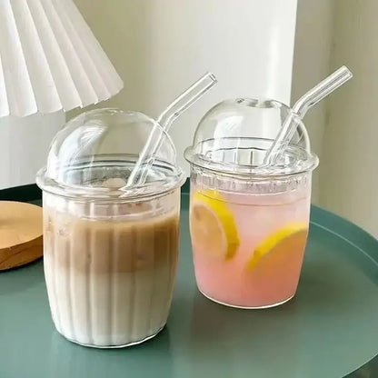 Cute glass cup with pink bow tie – kitchen coffee tumbler