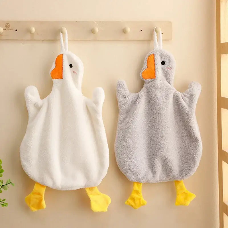 Cute goose microfiber hand towels white & gray bathroom decor