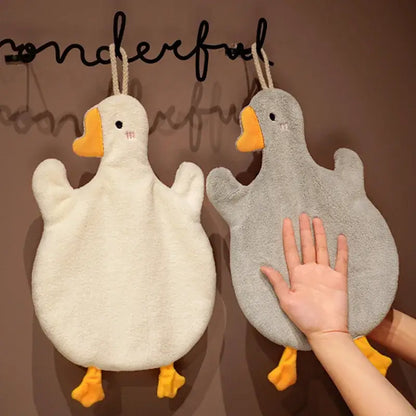 Cute goose microfiber hand towels white & gray bathroom decor