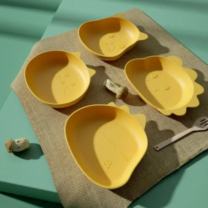 Cute green bear shape fruit plate set of 4 kitchen snack dish