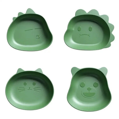 Cute green bear shape fruit plate set of 4 kitchen snack dish