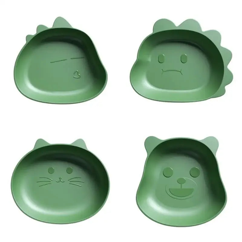 Cute green bear shape fruit plate set of 4 kitchen snack dish