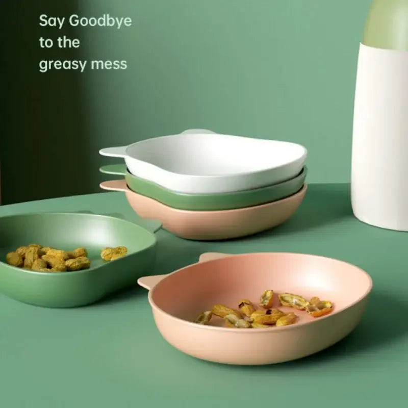 Cute green bear shape fruit plate set of 4 kitchen snack dish