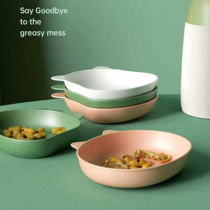 Cute green bear shape fruit plate set of 4 kitchen snack dish