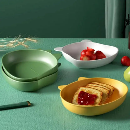 Cute green bear shape fruit plate set of 4 kitchen snack dish