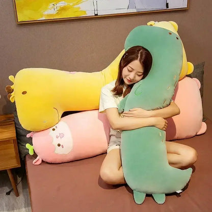 Cute green dinosaur animal sleep body pillow bedroom decor gift