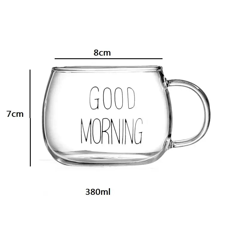 Cute letter glass mug kitchen printed fruit and flower drinkware
