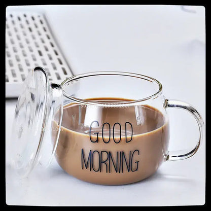 Cute letter glass mug kitchen printed fruit and flower drinkware