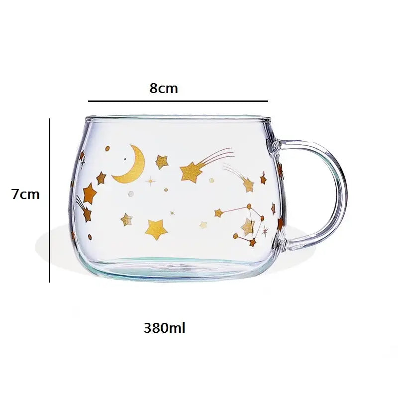 Cute letter glass mug kitchen printed fruit and flower drinkware