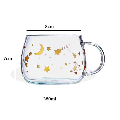 Cute letter glass mug kitchen printed fruit and flower drinkware