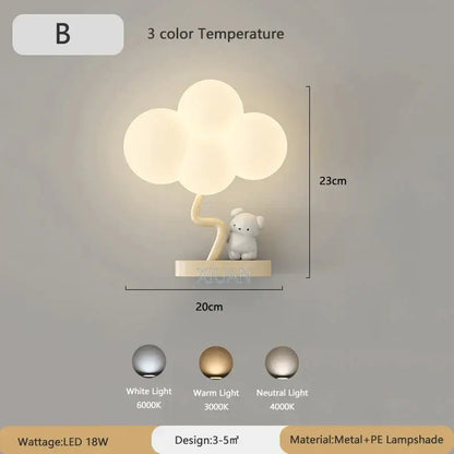 Cute monkey tree wall lamp bedroom cloud shape light