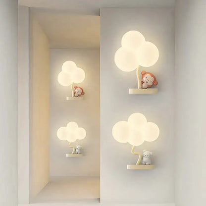 Cute monkey tree wall lamp bedroom cloud shape light