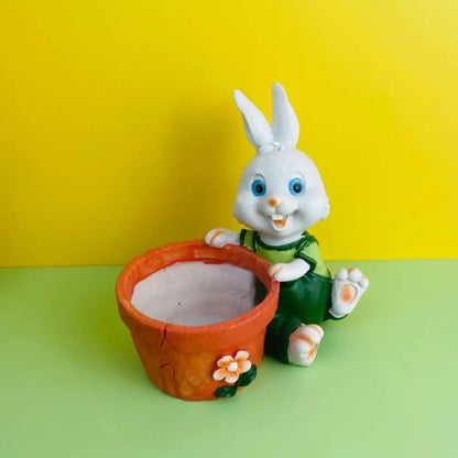 Cute orange ceramic bunny rabbit flower pot garden decor