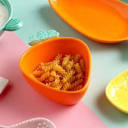 Cute orange & green carrot ceramic tableware set dining room dish