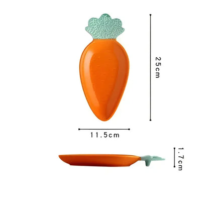 Cute orange & green carrot ceramic tableware set dining room dish