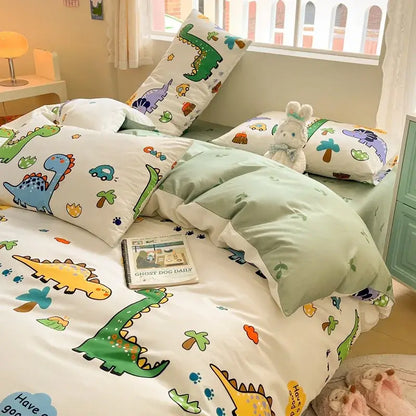 Cute pastel bear cotton bedding set bedroom floral print