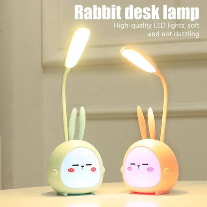 Cute pastel rabbit cartoon led desk lamp bedroom night light