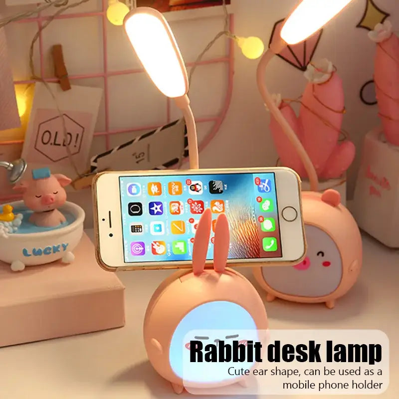 Cute pastel rabbit cartoon led desk lamp bedroom night light