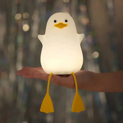 Cute penguin white silicone night light bedroom usb rechargeable lamp