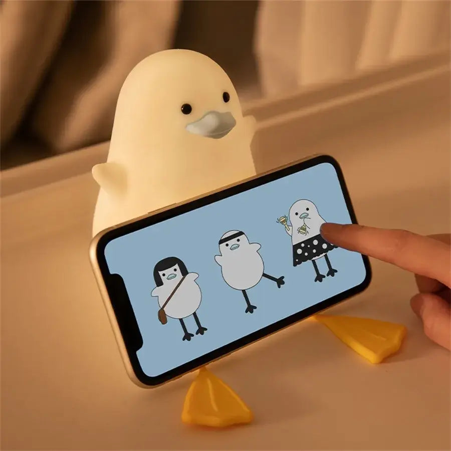 Cute penguin white silicone night light bedroom usb rechargeable lamp