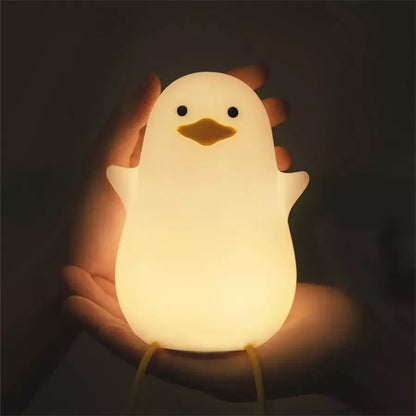 Cute penguin white silicone night light bedroom usb rechargeable lamp