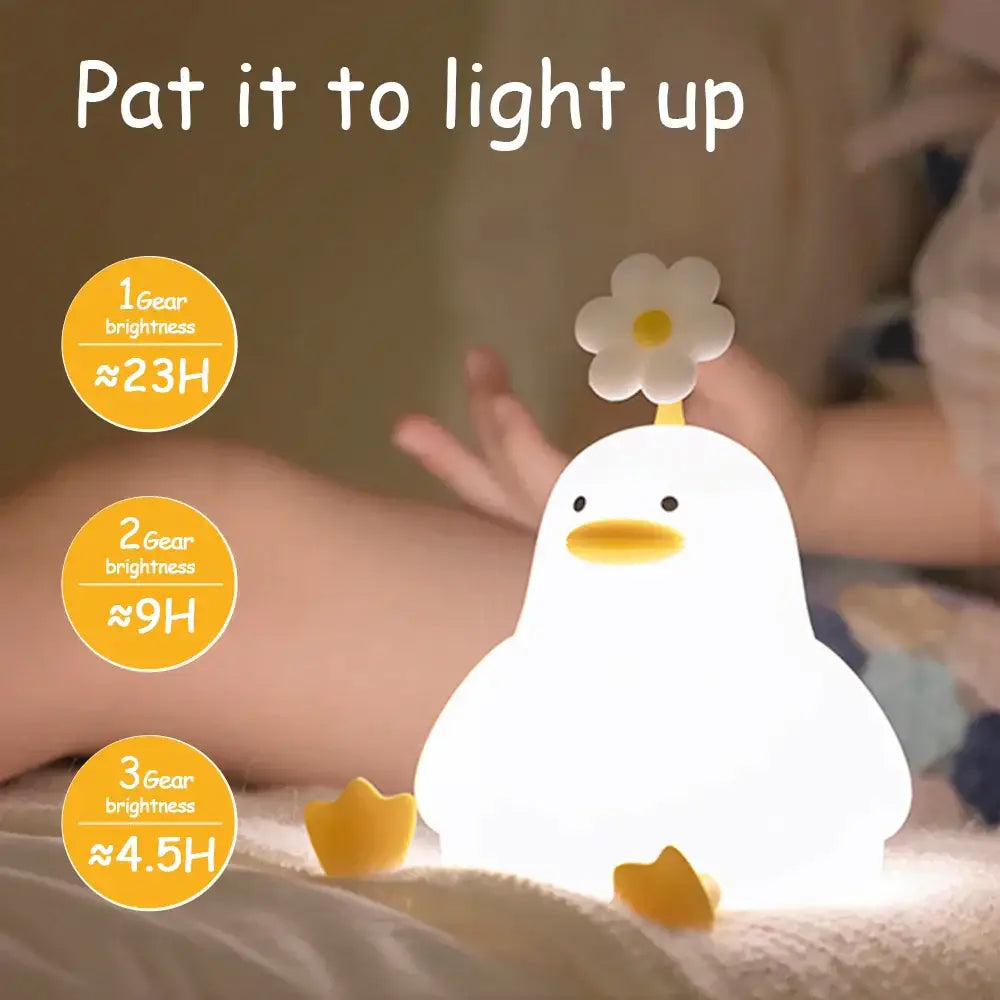 Cute penguin white silicone night light bedroom usb rechargeable lamp