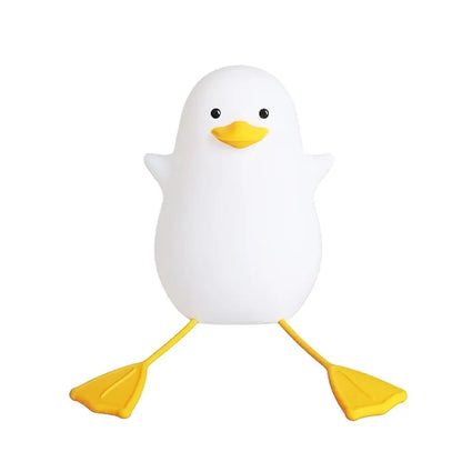 Cute penguin white silicone night light bedroom usb rechargeable lamp