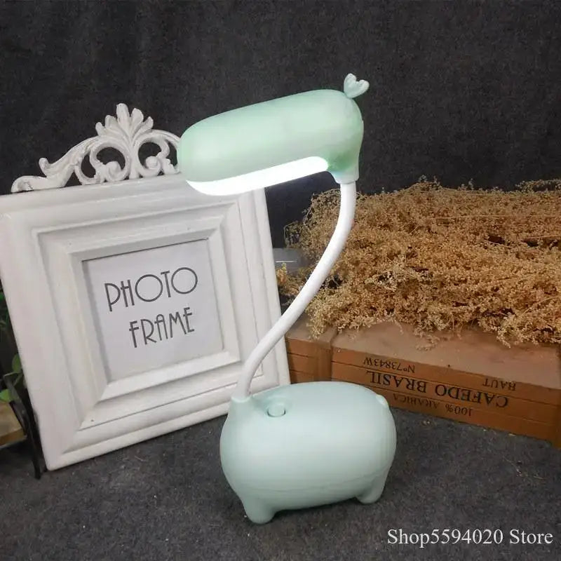 Cute pig elk night lamp pink white mint bedroom desk light