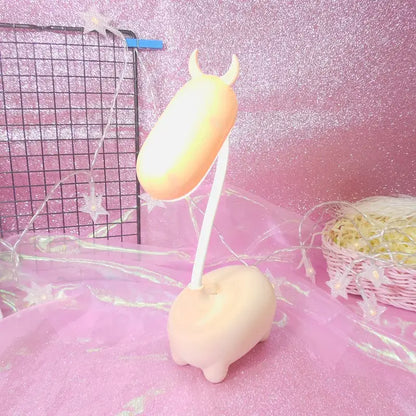 Cute pig elk night lamp pink white mint bedroom desk light