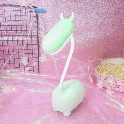 Cute pig elk night lamp pink white mint bedroom desk light