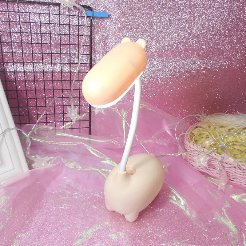 Cute pig elk night lamp pink white mint bedroom desk light