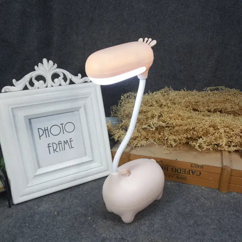Cute pig elk night lamp pink white mint bedroom desk light