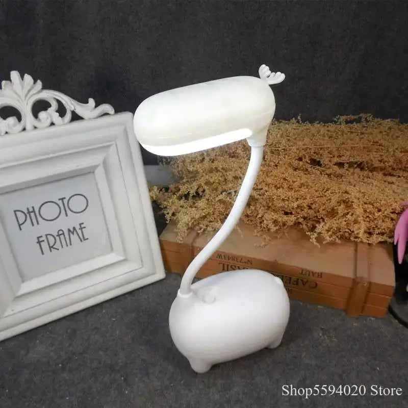 Cute pig elk night lamp pink white mint bedroom desk light