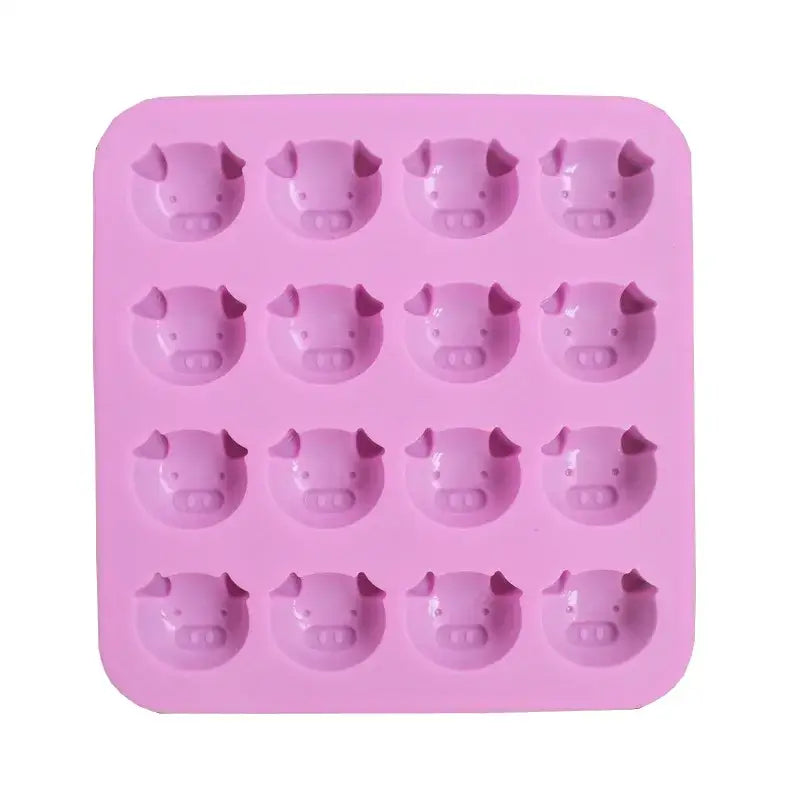 Cute pig head pink silicone cake mold kitchen ice cube tray