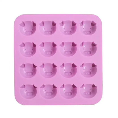 Cute pig head pink silicone cake mold kitchen ice cube tray