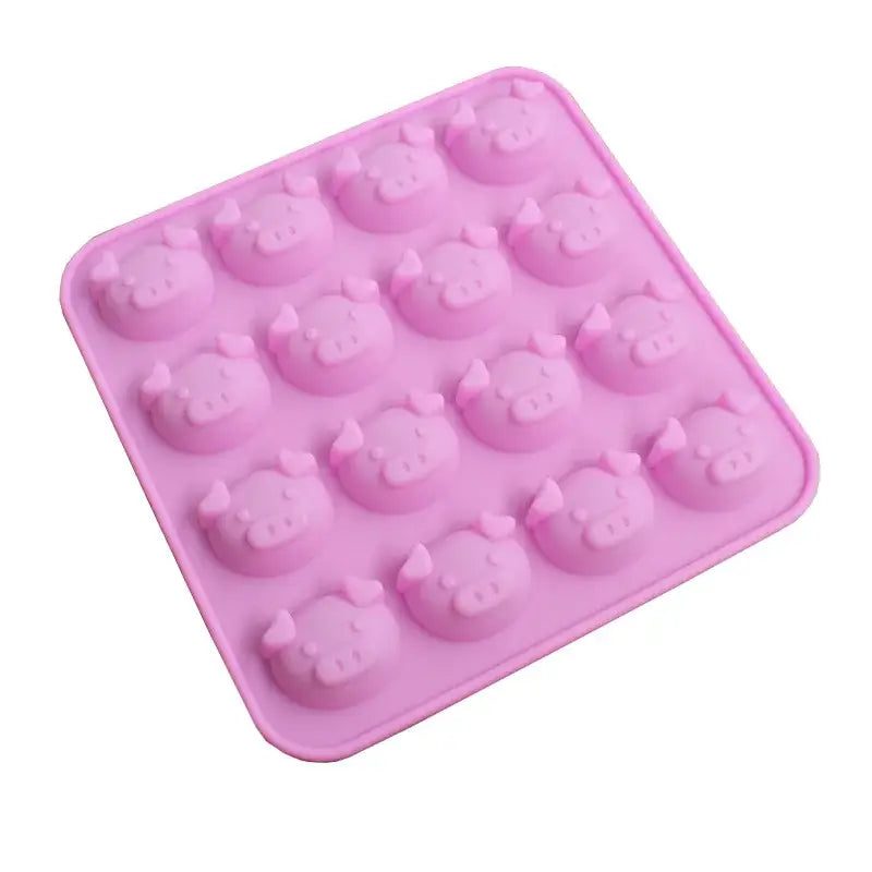 Cute pig head pink silicone cake mold kitchen ice cube tray