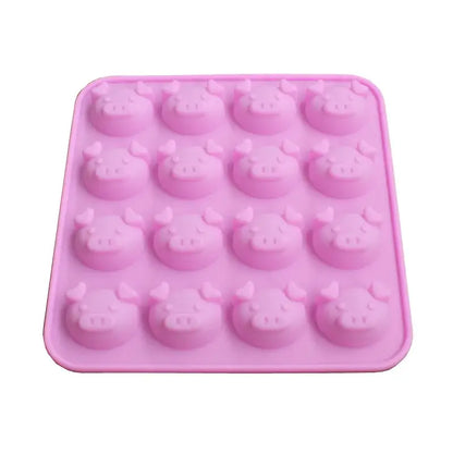 Cute pig head pink silicone cake mold kitchen ice cube tray