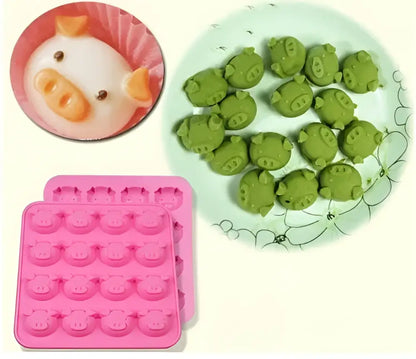 Cute pig head pink silicone cake mold kitchen ice cube tray
